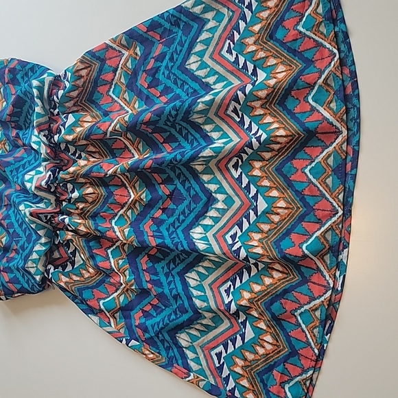 Teal Tribal Print Dress - Picture 2 of 3